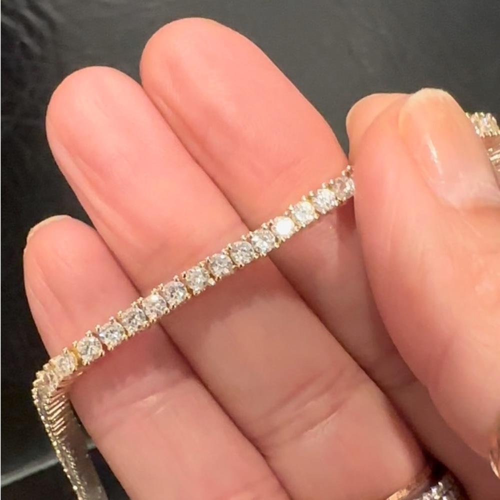 Elegant 18k Gold Plated Over Brass bracelet Simulated Diamonds